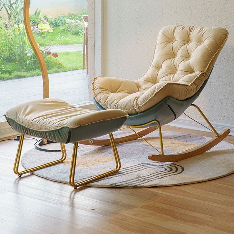Modern Light Luxury Leisure Lazy Sofa Chair Lounge Upholstered Rocking Chair