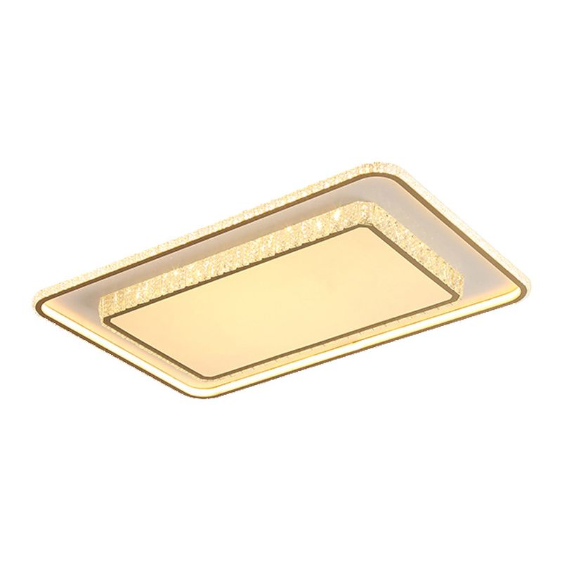 2-Tier Crystal LED Flush Light Minimalist Golden Ceiling Mount Lamp in Geometric Shape
