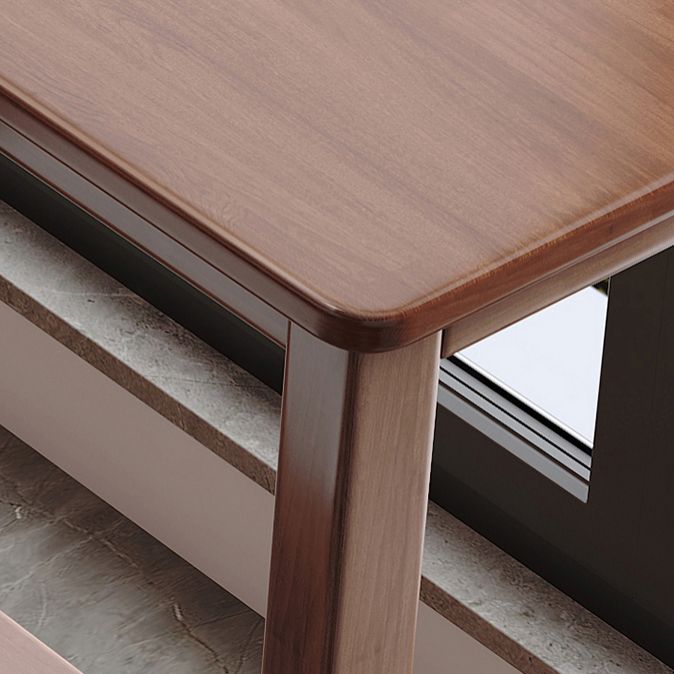 Modern Wood Bistro Bar Table Rectangle Footrest Bar Table for Home