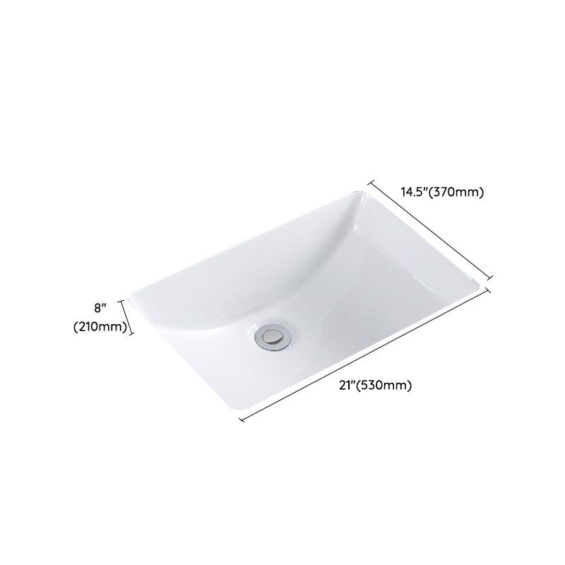 Modern Undermount Vanity Sink Porcelain Shut-Off Valve Included Bathroom Sink
