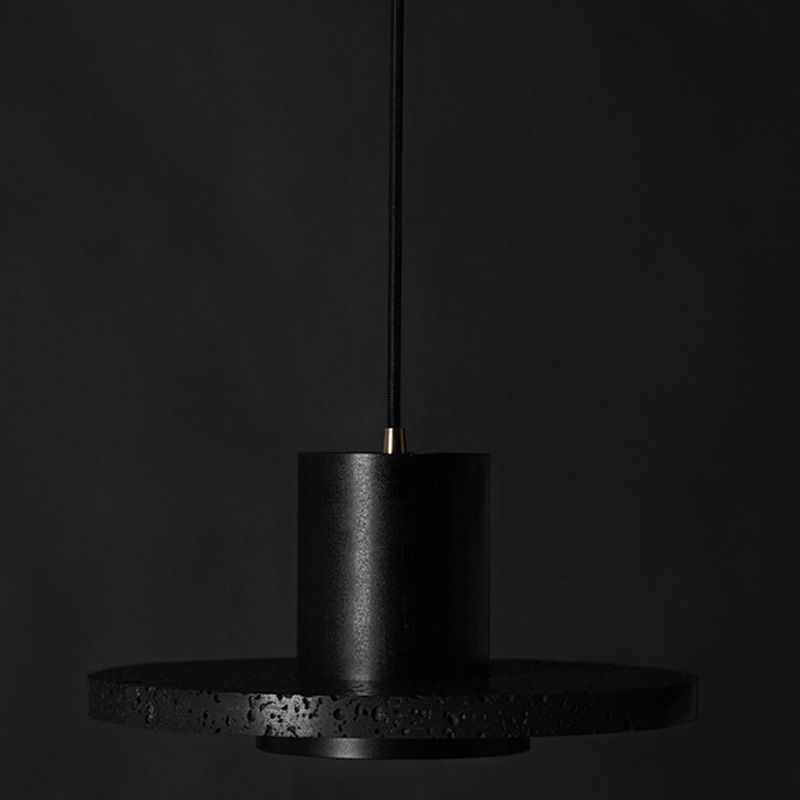 Black Hat Shaped Pendant Lighting Nordic 1 Bulb Lava Stone Suspension Light Fixture