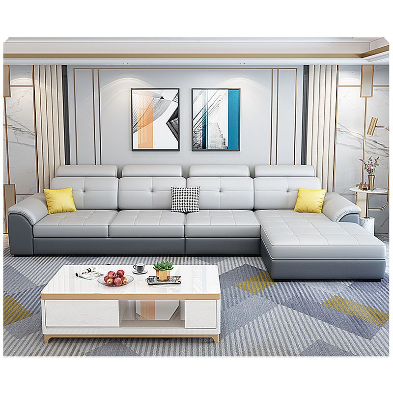 L-shape Faux Leather/Linen Sectionals with Reversible Chaise and Storage