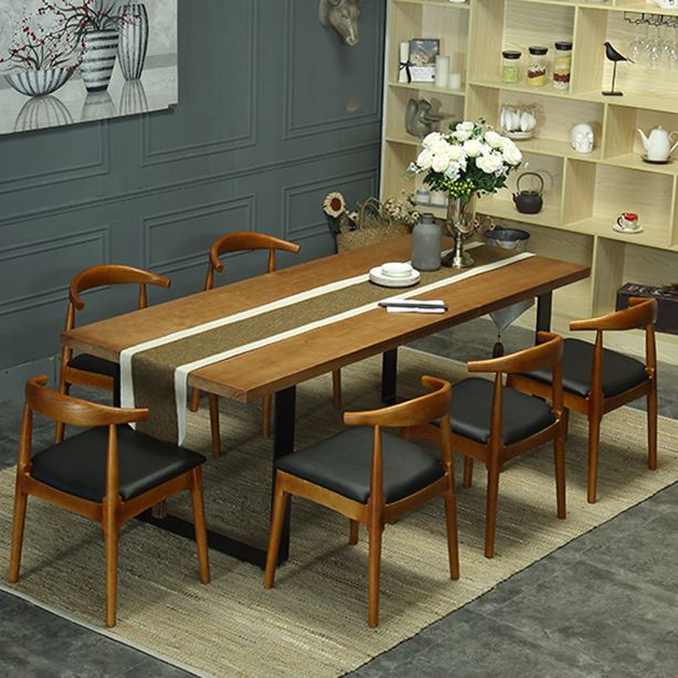 Indoor Industrial Dinette Set 1/2/5/7 Pieces Solid Wood and Metal Table Set