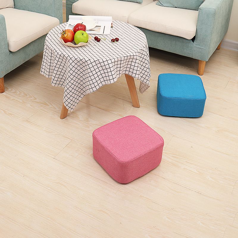 Contemporary Pouf Ottoman Fabric Upholstered Solid Color Square Ottoman