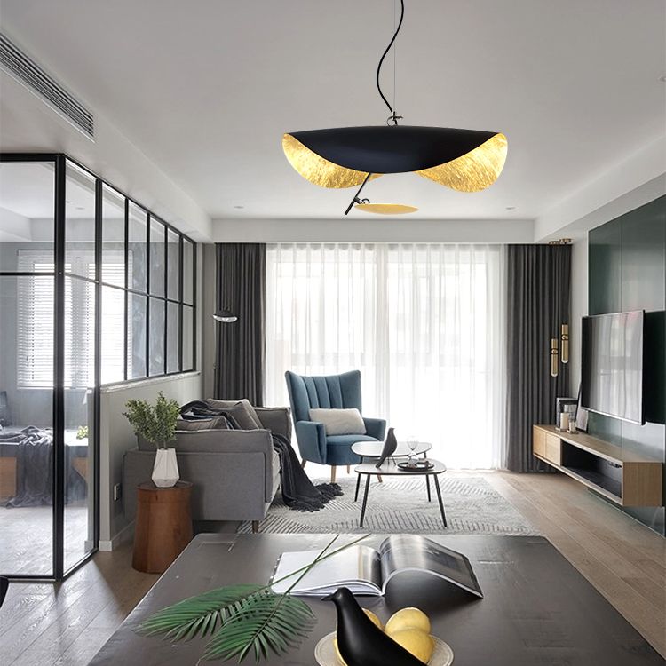 Zwarte hoed Iron Down Lighting Pendant eigentijds 1-licht plafondlicht voor eetkamer