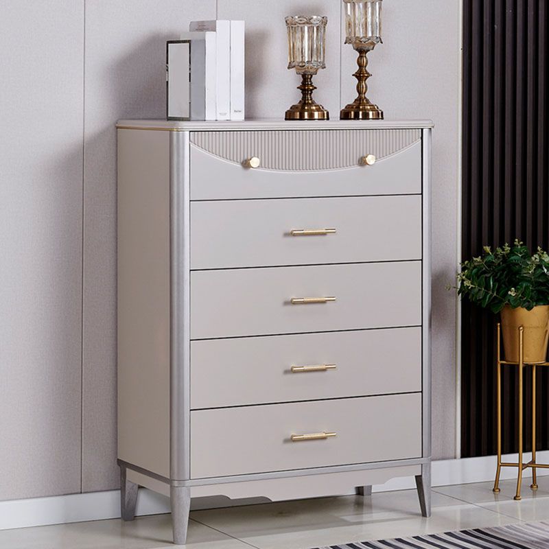 Glam Wooden Storage Chest 16" Wide Bedroom Chest in Grey with Drawers