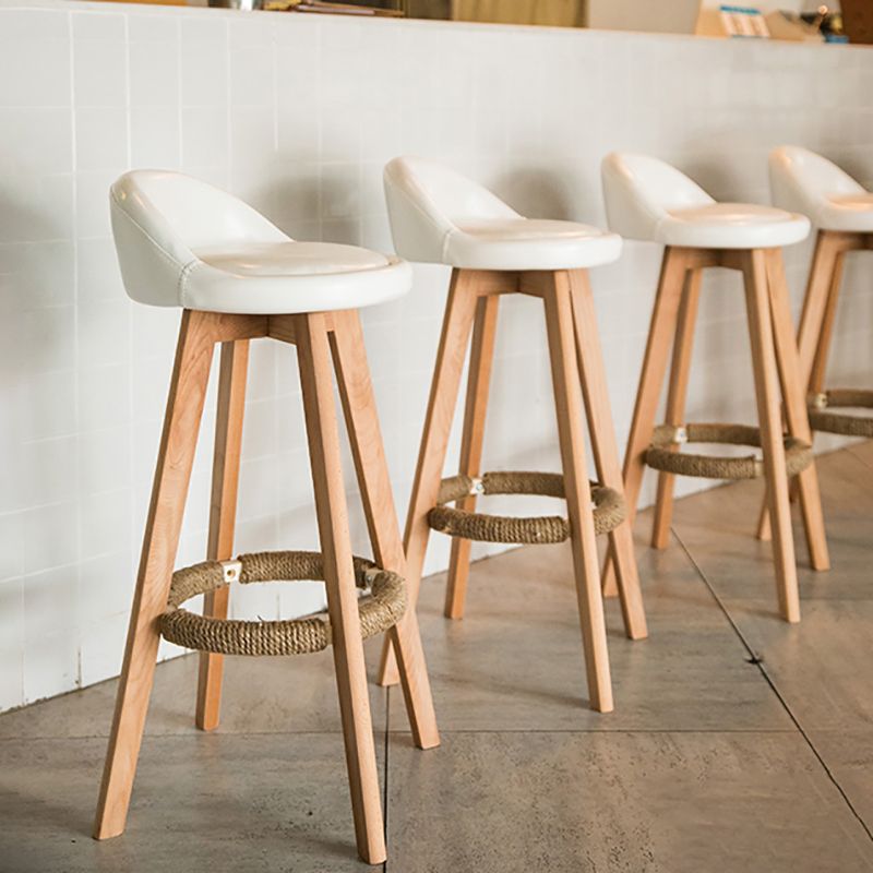 Modern Rotatable Backrest Counter Stool Wood Cafe Bar Stool with Cushion and Pedal