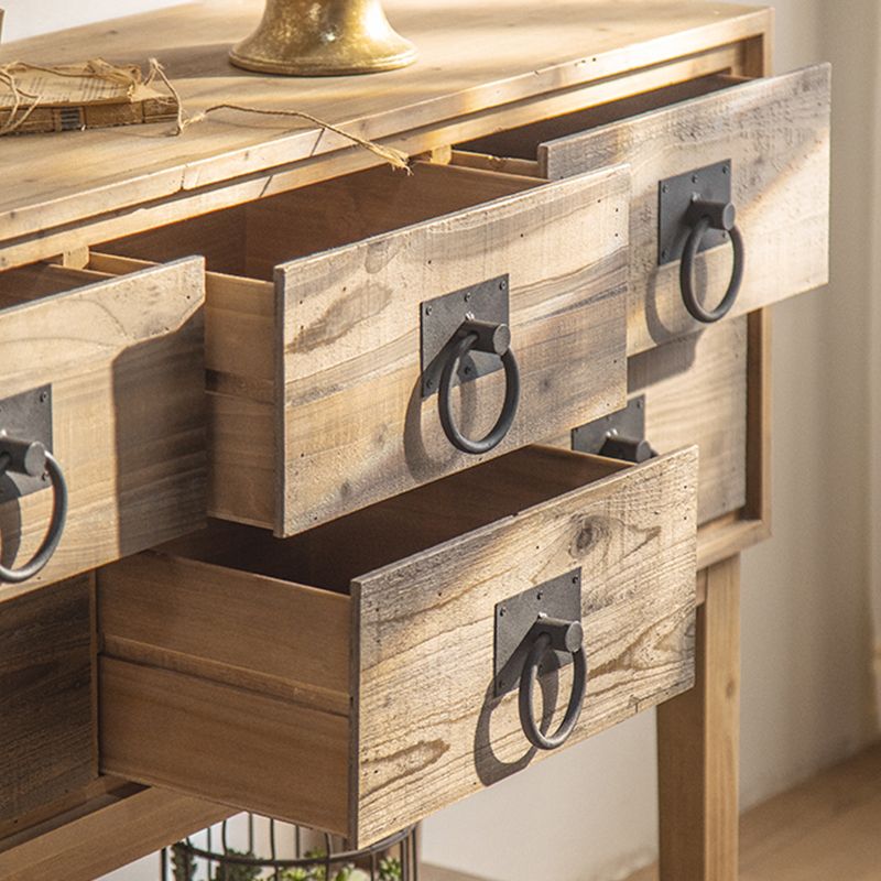 Traditional Solid Wood Double Dresser Horizontal Storage Chest Dresser for Bedroom