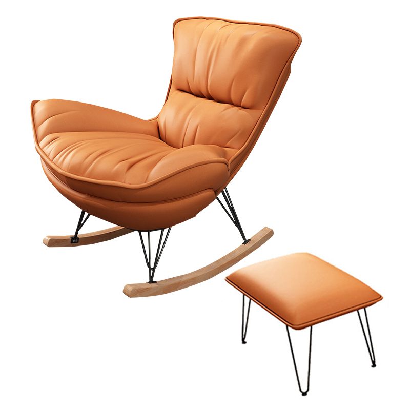 Contemporary Rocker Upholstered Tufted Cushions with Dark legs Glider