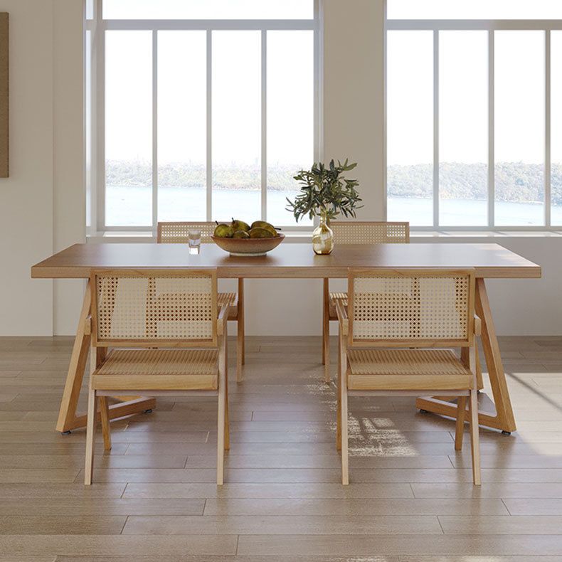 Pine Wood Dining Table Modern Rectangle Dining Table with Sled Base