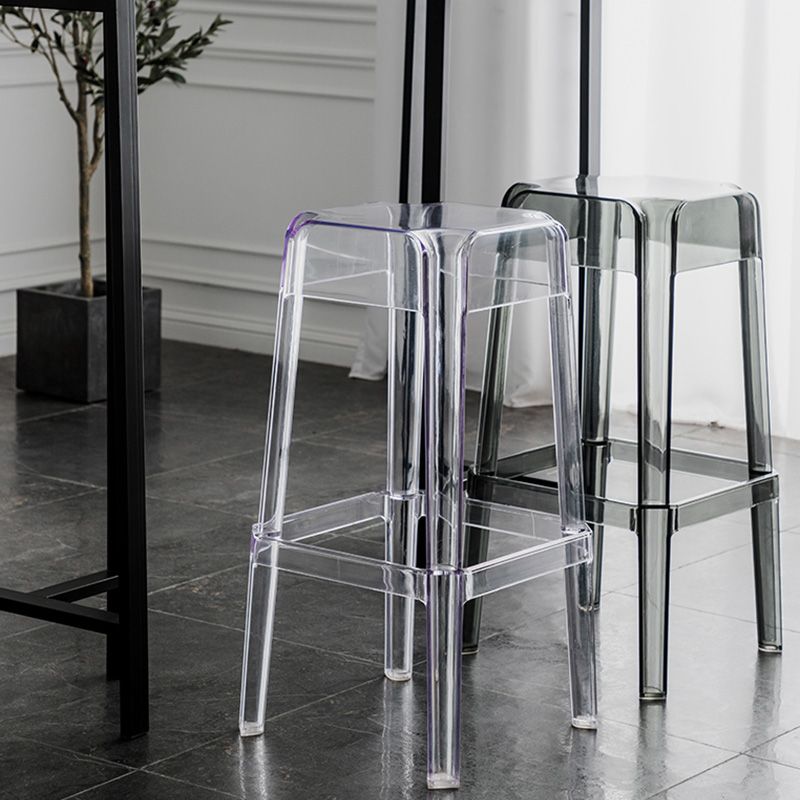 30" Height Backrest Armless Counter Stool Industrial Plastic Bistro Bar Chair with 4 Legs