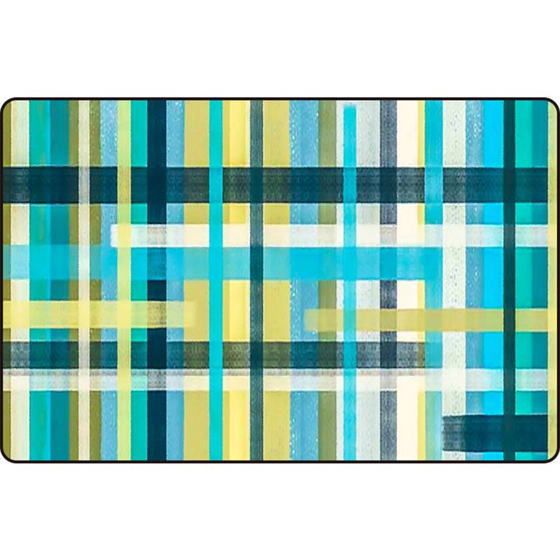 Modern Living Room Rug in Blue and Purple Abstract Stripe Print Rug Polyester Non-Slip Washable Area Rug