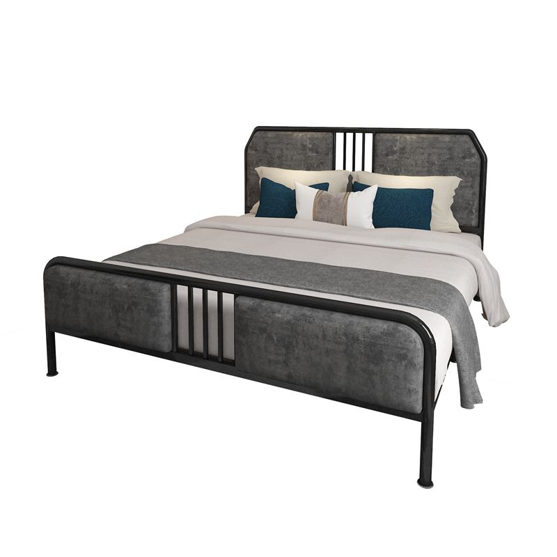 43.3" Grey Upholstered Bed with Headboard Low Profile Metal Bed