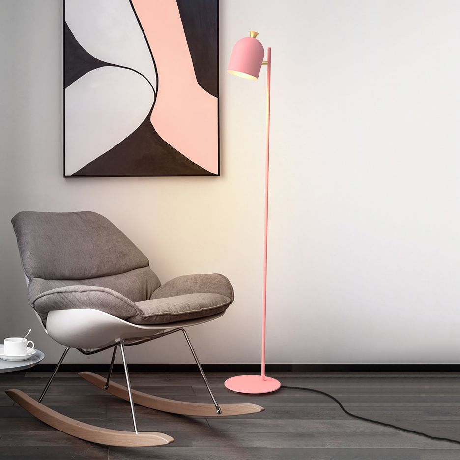 Macaron Cloche Shade Standing Lamp Metal 1 Head Bedroom Floor Light