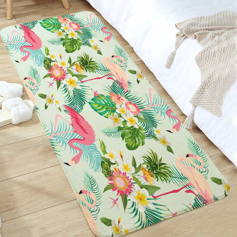 Green Plant Carpet Polyester Modern Area Carpet Non-Slip Backing Carpet for Drawing Room