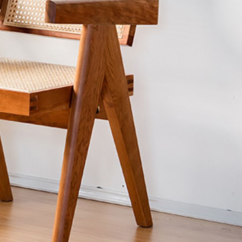 Traditional Style Chair Dining Open Back Arm Chair for Kitchen with Wooden Legs