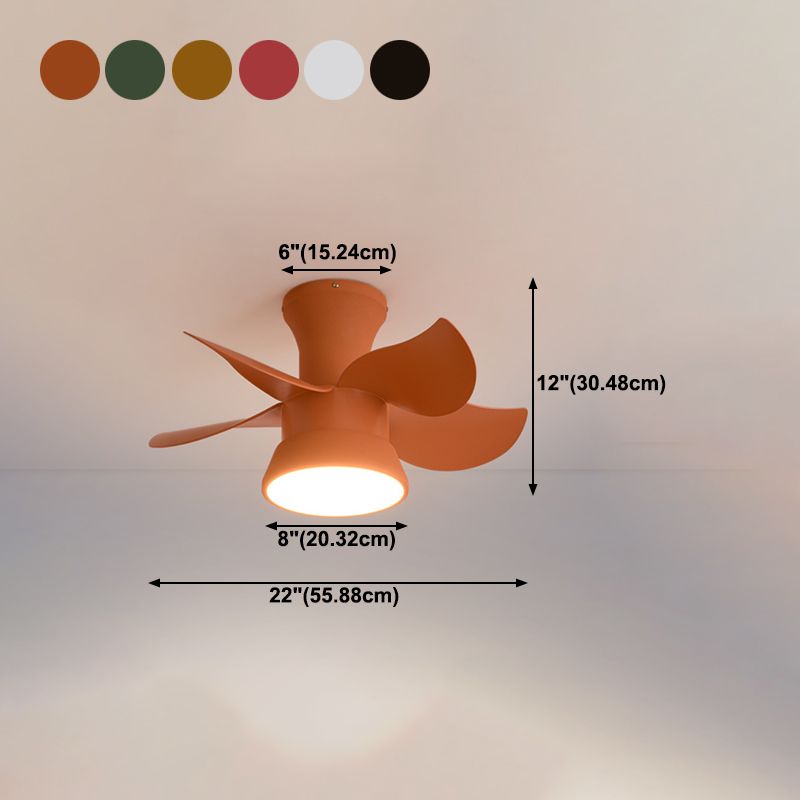 Ventiladores de techo de forma de ventilador de metal estilo para niños de 1 luces de lámpara de ventilador de techo
