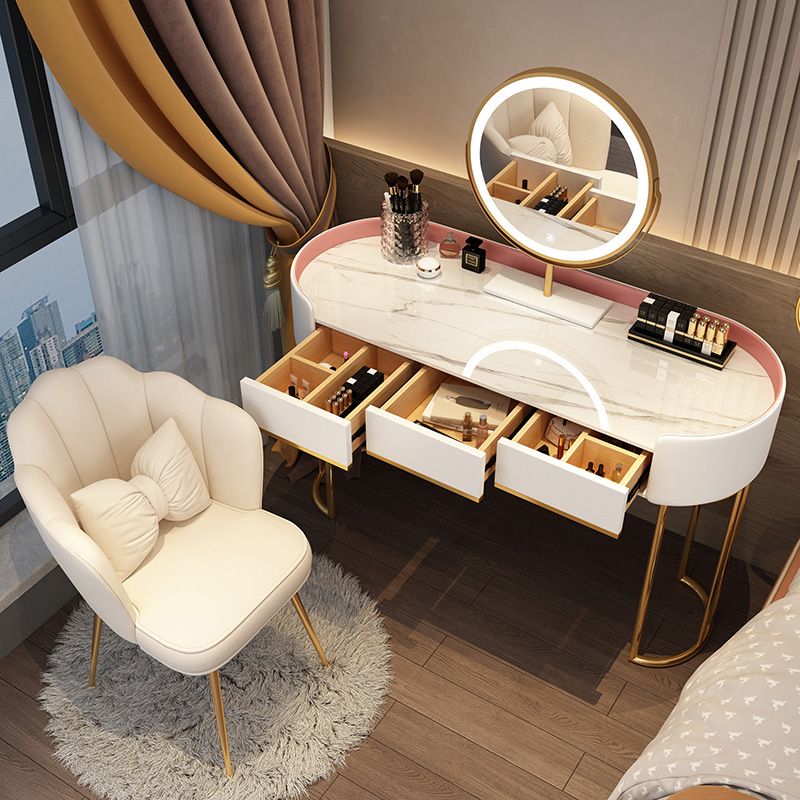 Standing Makeup Vanity Desk Lighted Mirror Makeup Vanity Set with Drawer