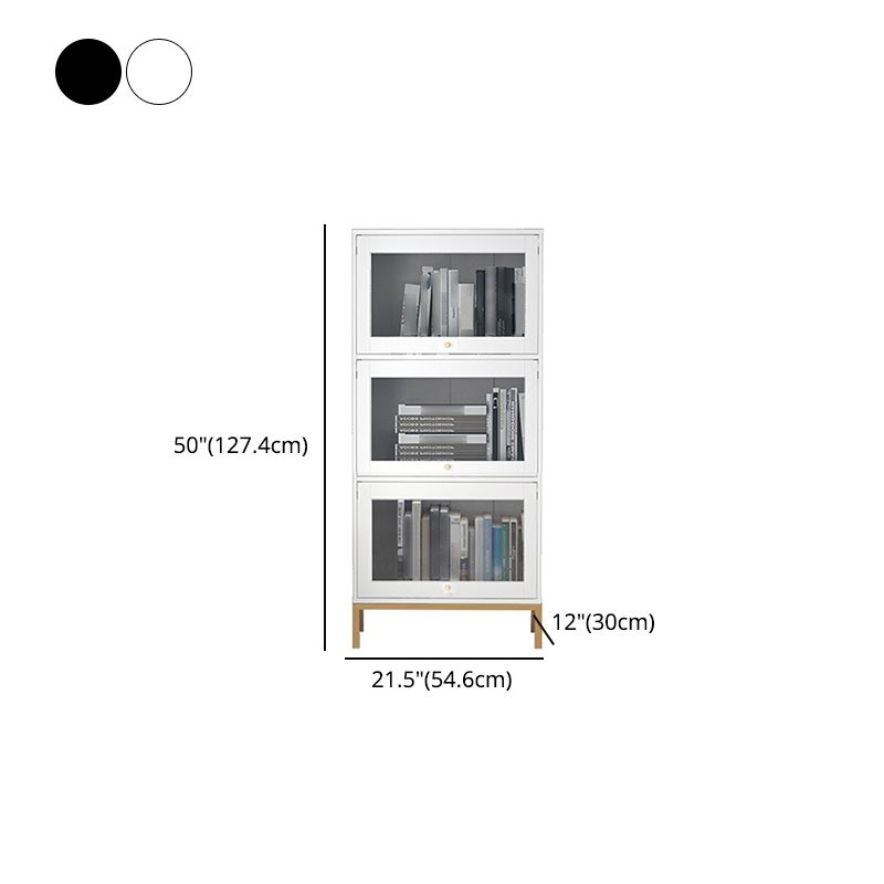 Glam Bookshelf Standard Wooden Shelf Bookcase with Cabinets for Office