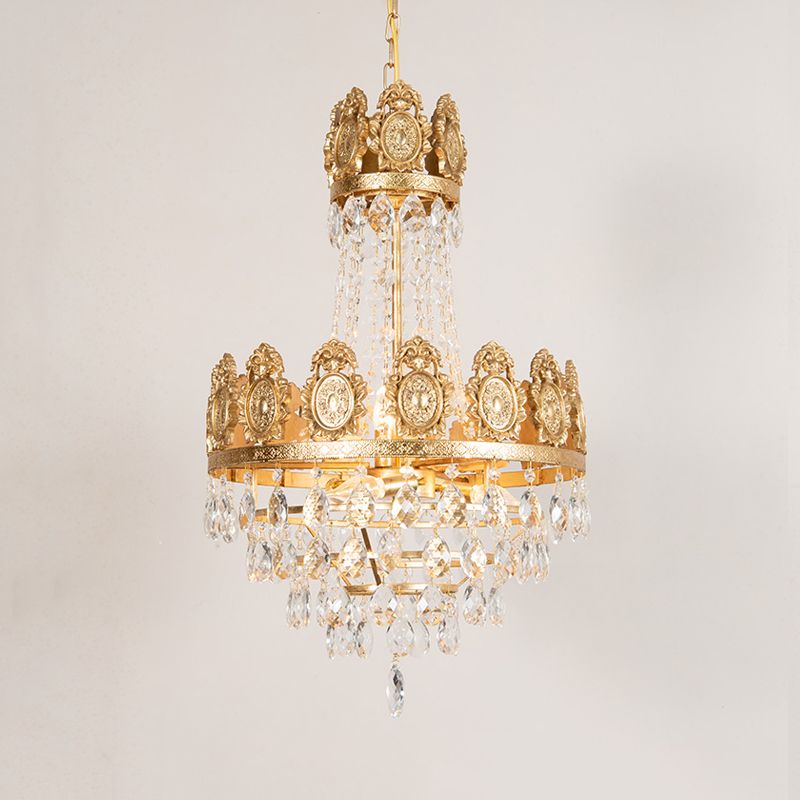 6 lumières Livrés Livré Lodge Lodge Silver / Gold Drop Drop Pendant avec une teinte en cristal conique