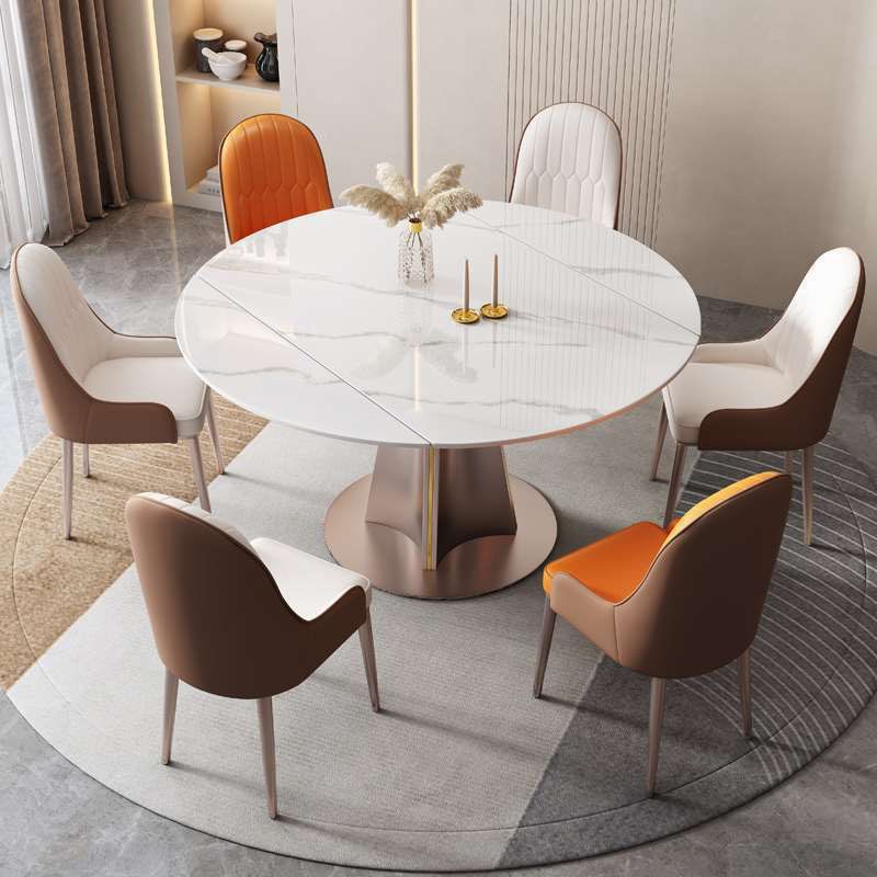 Metal Pedestal Dining Table Extendable Dining Table for Kitchen