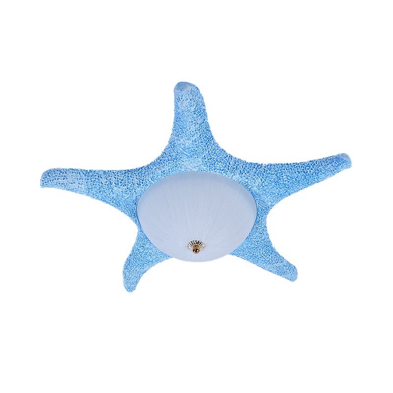 Starfish Kid Bedroom Flush Mount Light Resin Nordic Stylish Ceiling Fixture