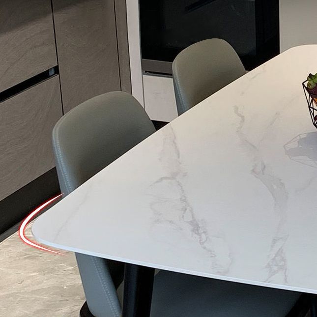 Scandinavian White Slate Dining Table Rectangular Dining Table with Wood Base