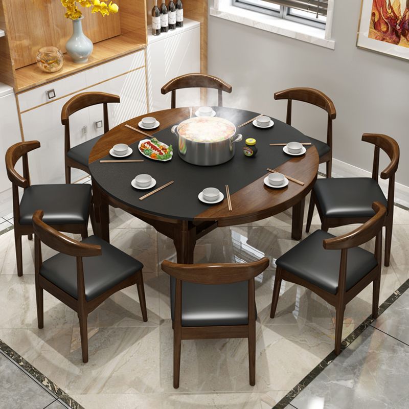 Stone Drop-Leaf Table Contemporary Style Dining Site Table with 4 Legs
