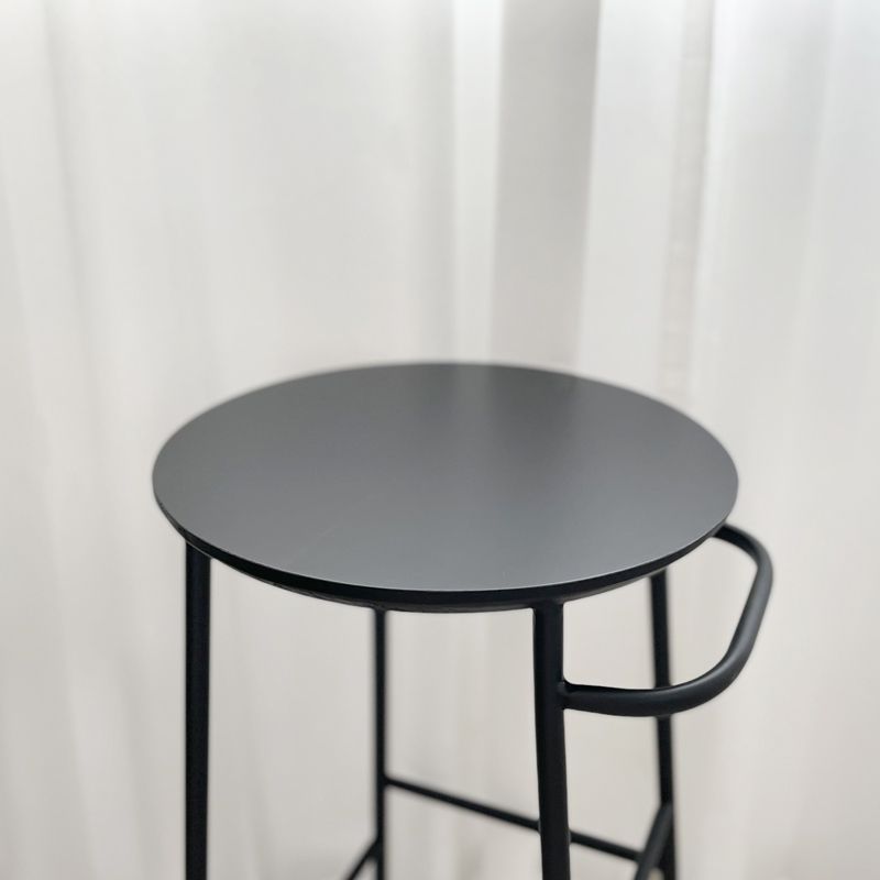 Contemporary Round Bar Stool Wooden Counter Bar Stool with Metal Legs
