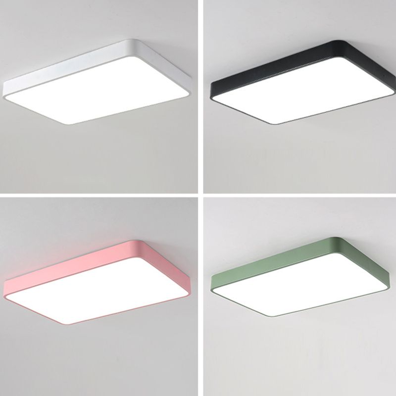Square Shade 1-Light Flush Mount Nordic Macaron Flush Mount Ceiling Lighting Fixture