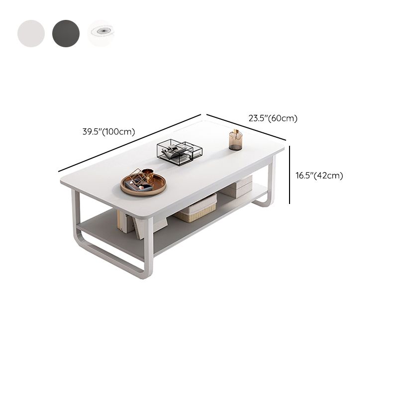 4 Legs Storage Coffee Table Set Modern Wood Rectangle Coffee Table