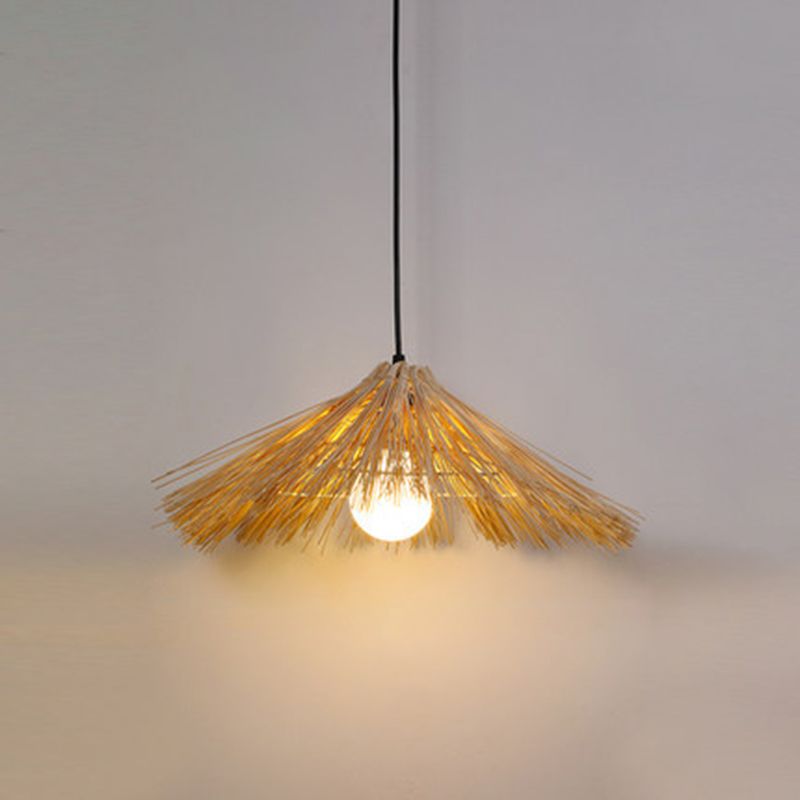 Rattan Asia Hanging Lamp Kit 1-Light Down Lighting Pendant for Bedroom