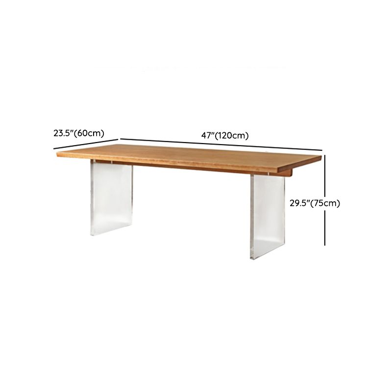 Contemporary Solid Wood Top and Acrylic Base Dining Table Set