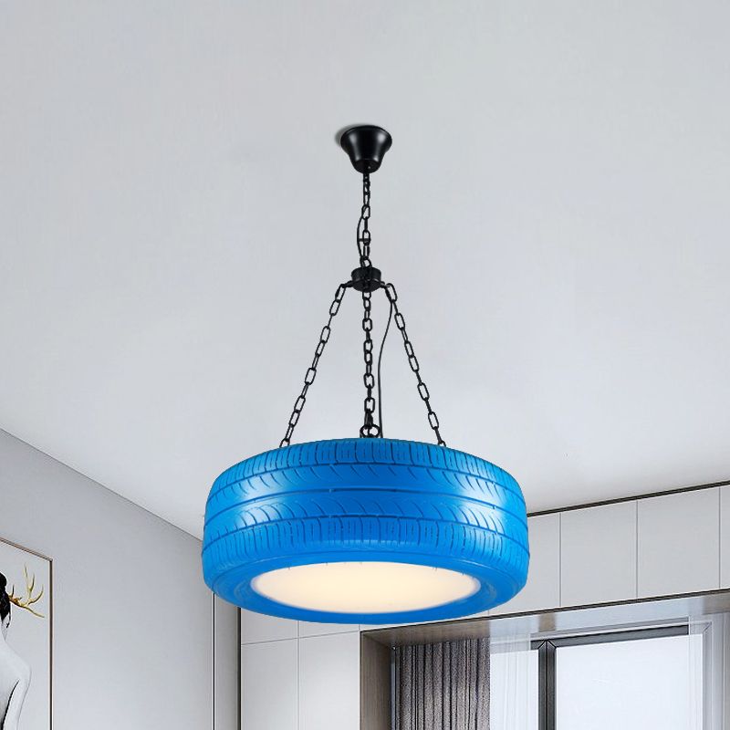 Creative Industrial Hanging Light Car Tire Rubber Chandelier with Hanging Chain for Bar