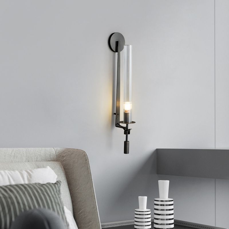 Modern Style Cylinder Shade Wall Light Metal 1 Light Sconces for Bedroom