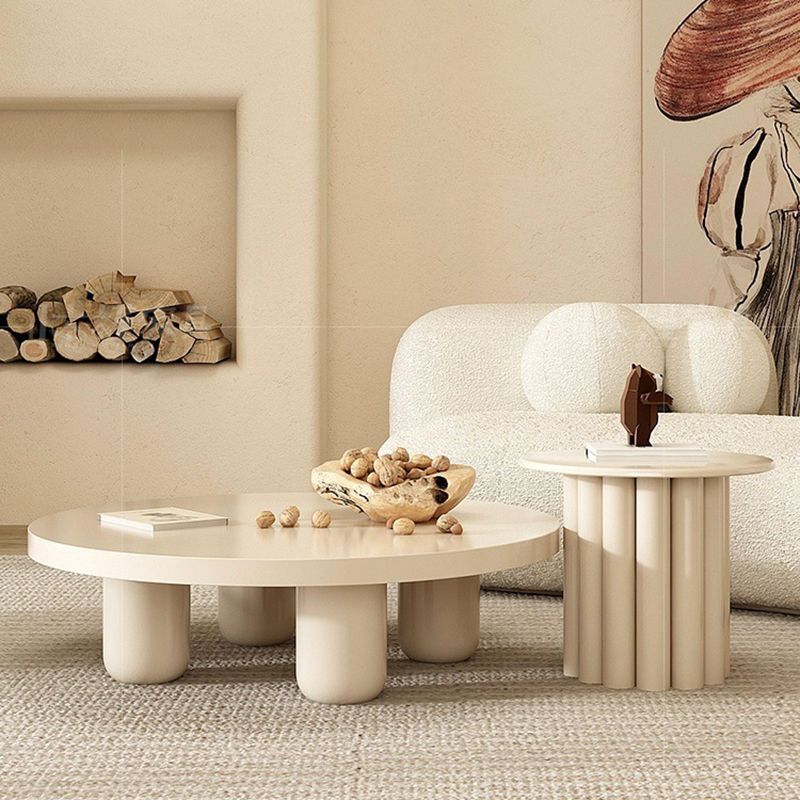 4 Legs Coffee Table Round Minimalist Coffee Table for Living Room