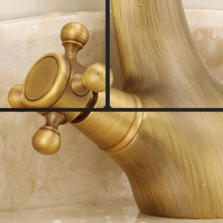 Glam Vessel Faucet 1 Hole Bathroom Faucet with 2 Cross Handles