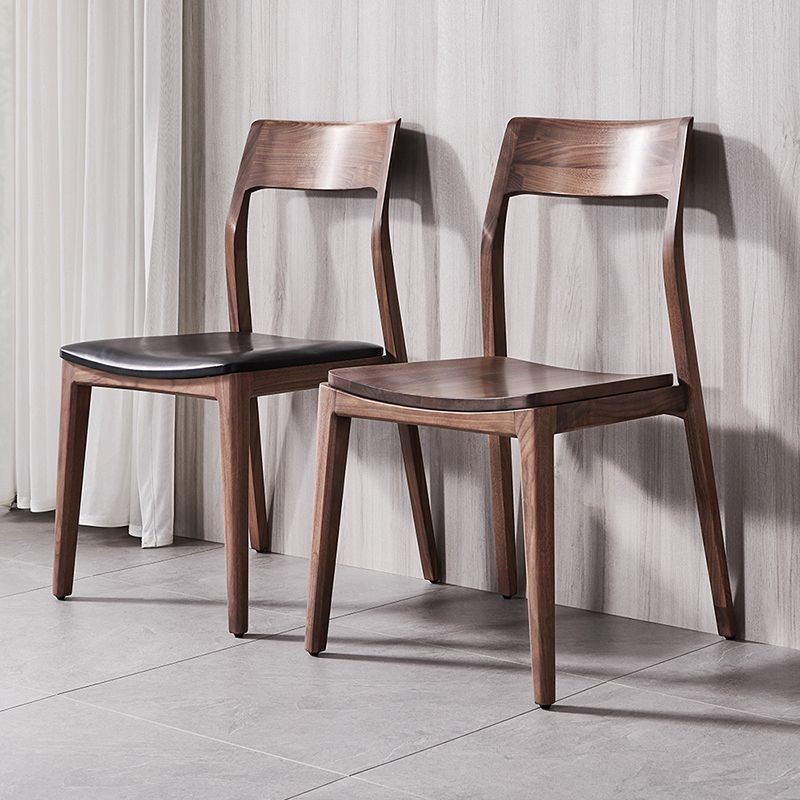 Contemporary Indoor Walnut Solid Wood Open Back Side Dining Chair