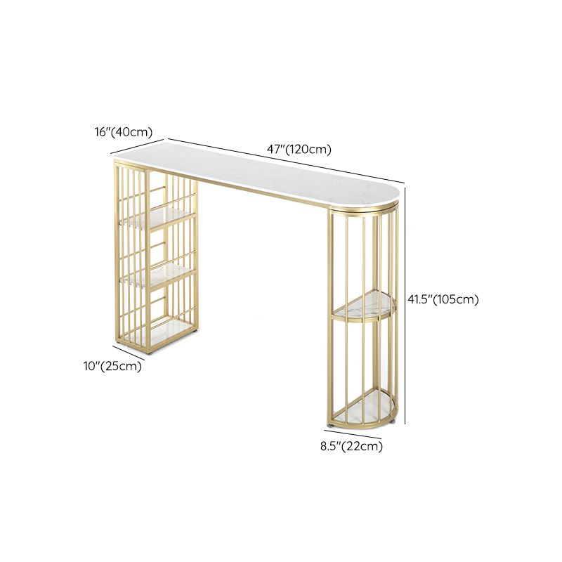 Faux Marble Bistro Bar Table Modern Gold Base Bar Table for Home