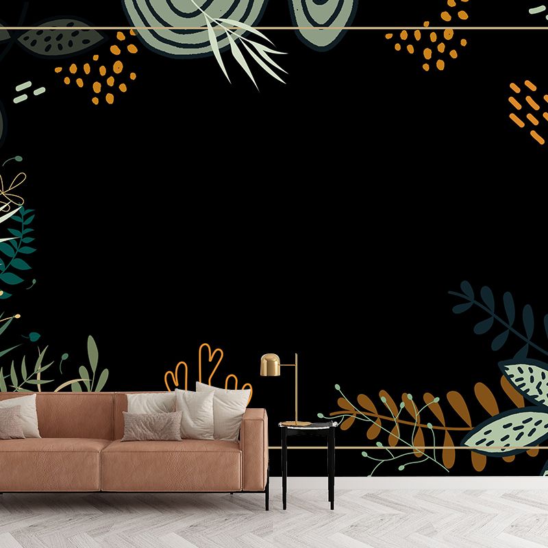 Horizontal Illustration Tropical Plant Mural Eco-friendly Decorative Wallpaper