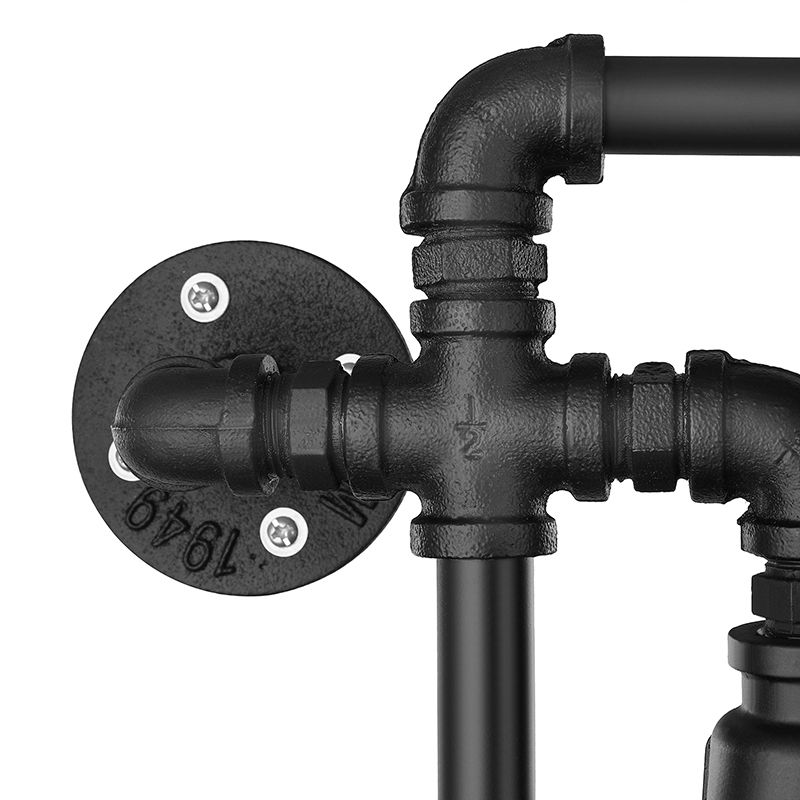 5 Bulbs Wall Lighting Vintage Style Twisted Pipe Metallic Wall Mounted Lamp with Pressure Gauge in Black