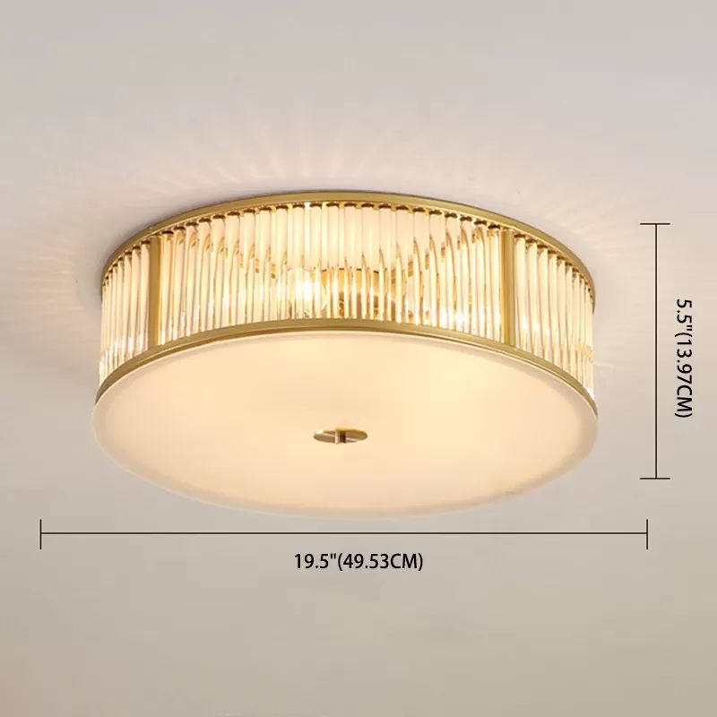 Plafonnier encastré à tambour, plafonnier moderne en cristal pour chambre à coucher, doré