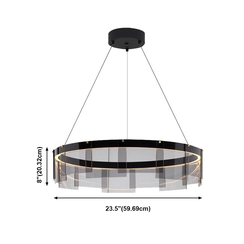 Nordic Contemporary Style LED Chandelier Pendant Light Circular Glass Chandelier