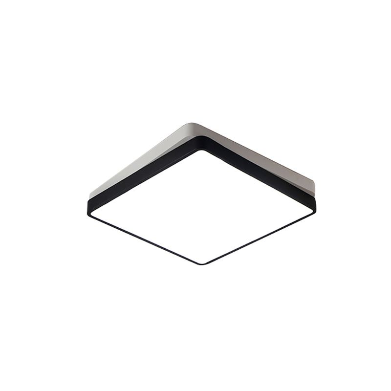 Plafonnier LED carré/rectangulaire noir en métal nordique pour chambre à coucher en blanc chaud/blanc, 11"/19"/35,5" de large