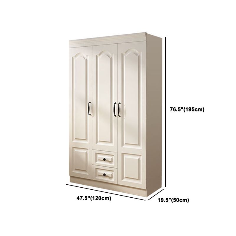 Contemporary White Wardrobe Cabinet Engineered Wood Storage Cabinet