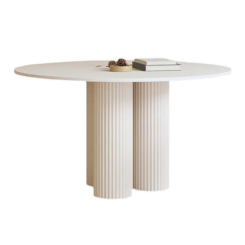 Modern Style Pedestal Base Slab & Wood White/black Round Coffee Table