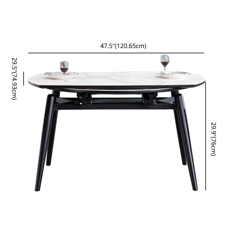 Contemporary Sintered Stone Top Dining Furniture 4 Black Legs Table Collapsible for Kitchen