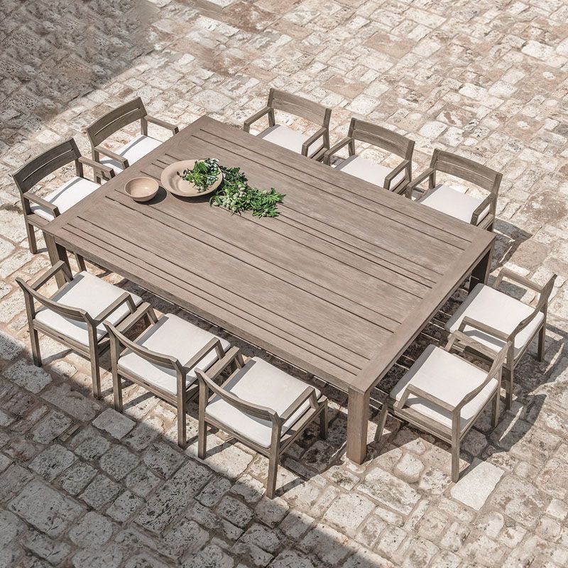 Contemporary Solid Wood Dining Armchair Open Back Patio Arm Chair