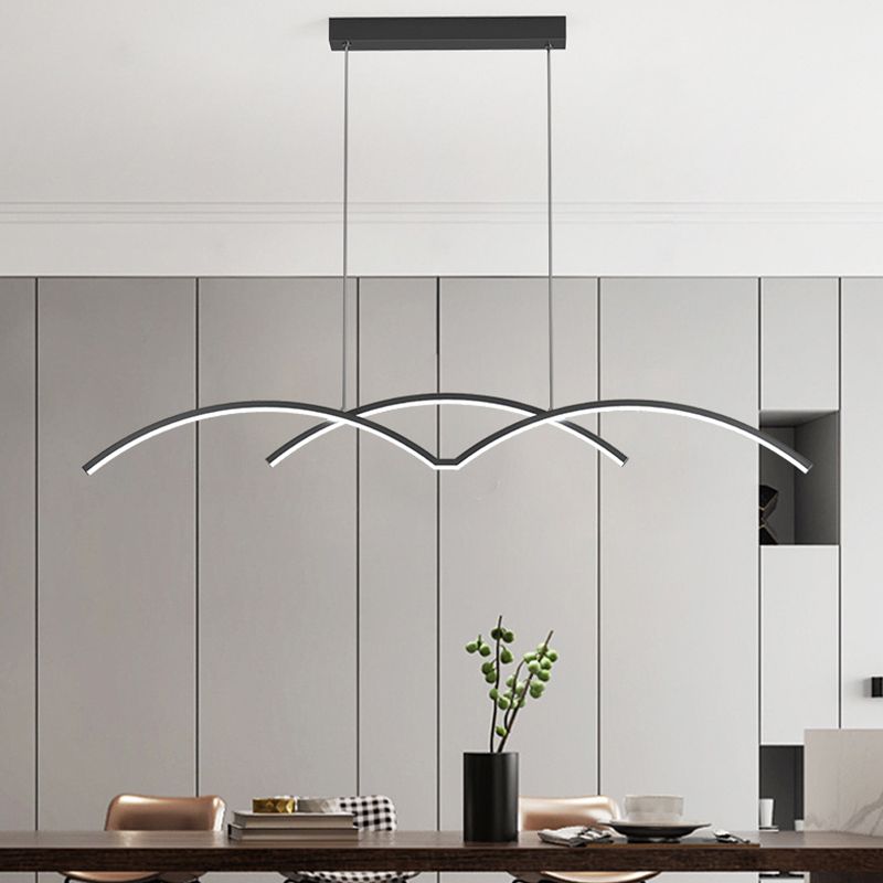 Linear 2 - Light Kitchen Light Fixture Contemporary Metal LED Ceiling Pendant Lighting
