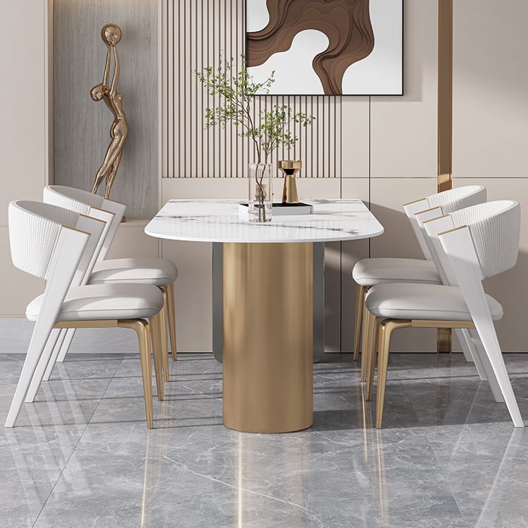 Nordic Glam Style Sintered Stone Metal Table Set 1/3/4/5 Pieces Dining Set